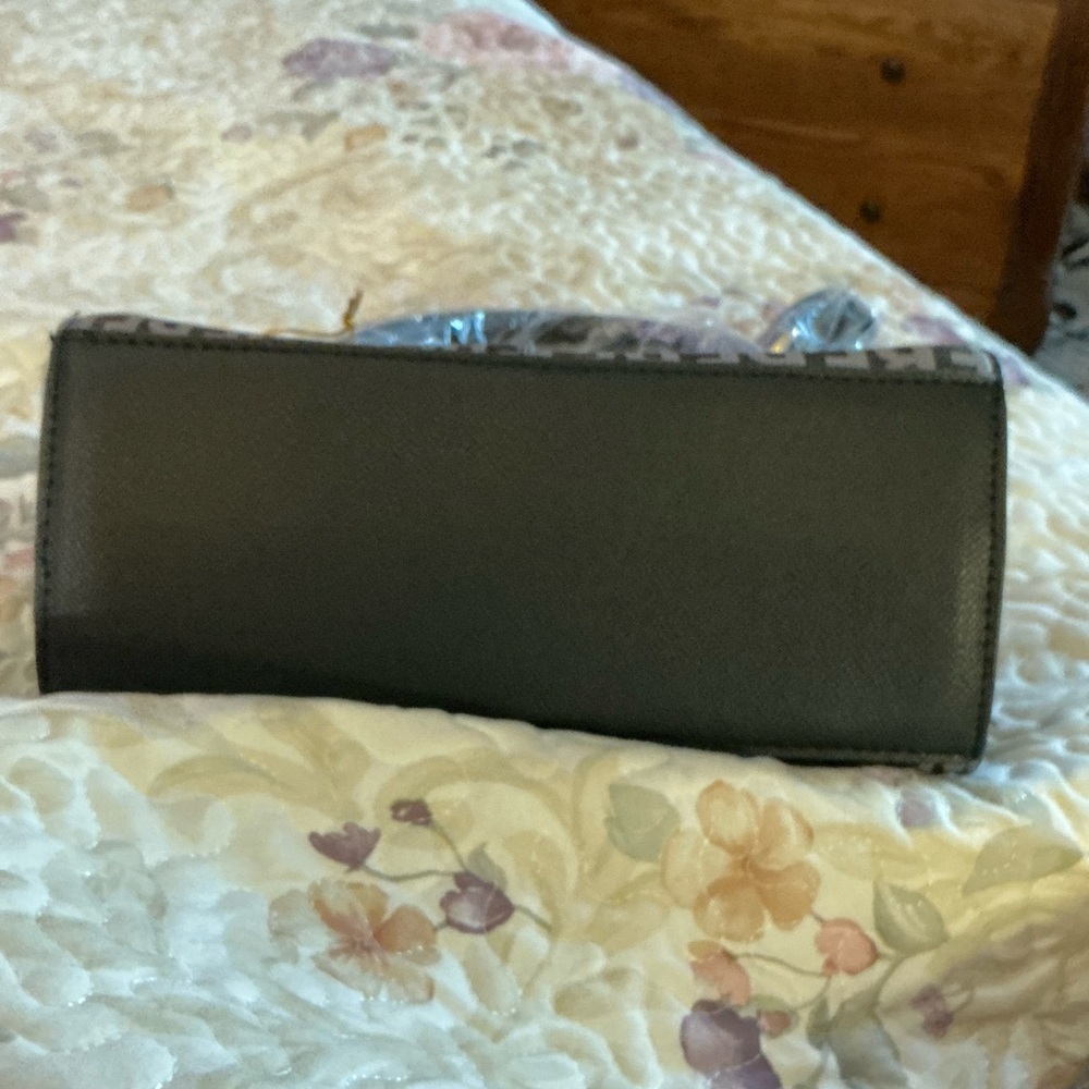 Bebe Gray/Black  Satchel with Monogram Pattern and Glossy Finish - Picture 5 of 12